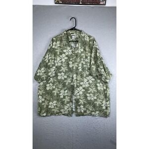Breakwater Shirt Mens 2XL Green Floral Hawaiian Short Sleeve Button Front Rayon